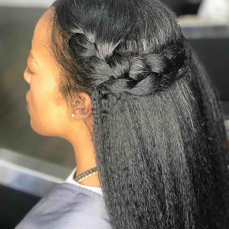 Hyperréalisme 4c Bords 13x4 Hd Dentelle Frontale Crépus Cheveux Humains Droits