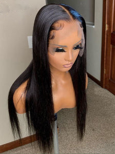 Perruque frontale en dentelle HD lisse de qualité supérieure 136 avec nœuds blanchis