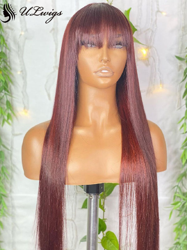 Perruque Lace Front Lisse Ombré Bordeaux - Cheveux Humains