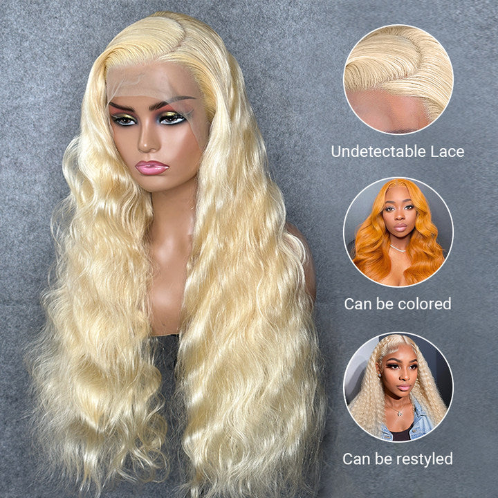 Linktohair Perruque Body Wave Blonde 613 Avec Fermeture Hd 5x5 Sans Colle Avec Capuchon Dôme 3d Sécurisé