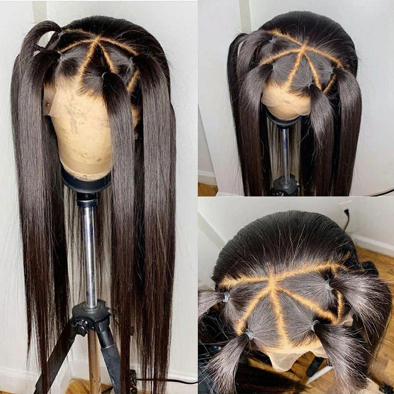 Perruque Droite Soyeuse En Dentelle HD 13x4 Avec Bords De Cheveux De Bébé Naturels