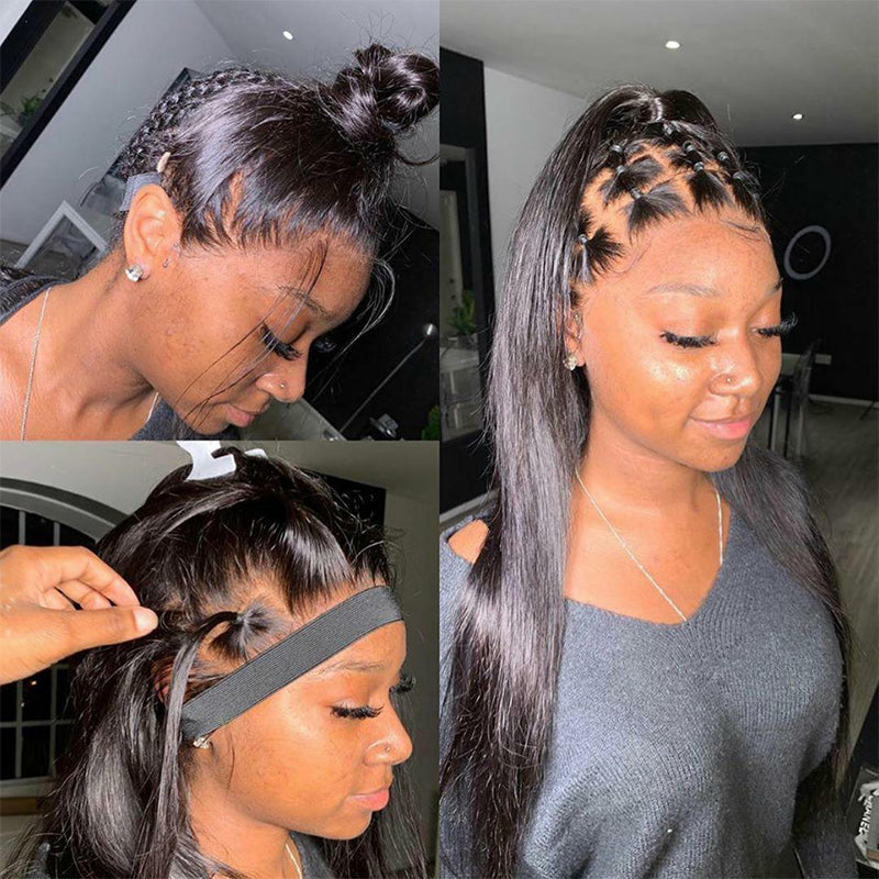 Perruque Droite Soyeuse En Dentelle HD 13x4 Avec Bords De Cheveux De Bébé Naturels