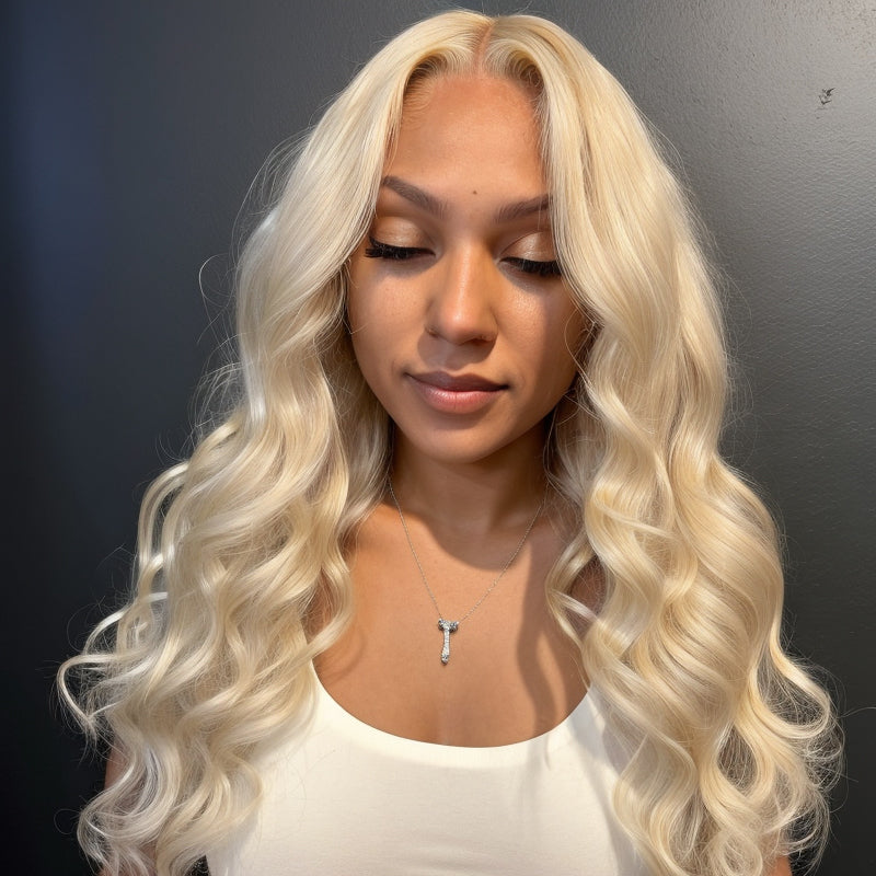 Séparation Libre 13x4 Blonde 613 Dentelle Frontale Vague De Corps Cheveux Humains