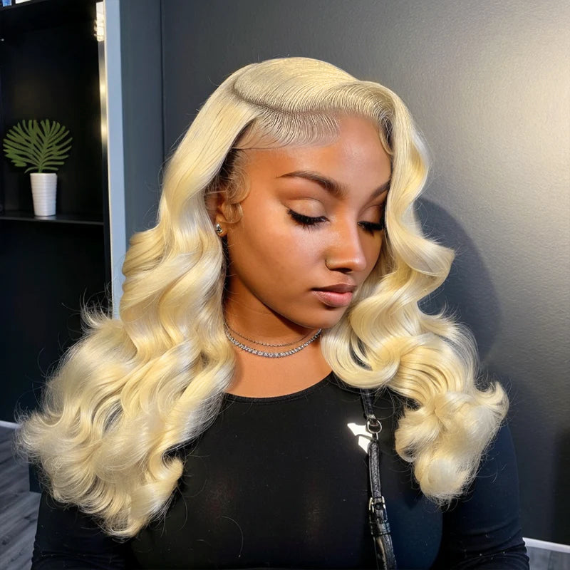 Linktohair Perruque Body Wave Blonde 613 Avec Fermeture Hd 5x5 Sans Colle Avec Capuchon Dôme 3d Sécurisé