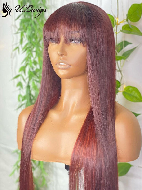 Perruque Lace Front Lisse Ombré Bordeaux - Cheveux Humains