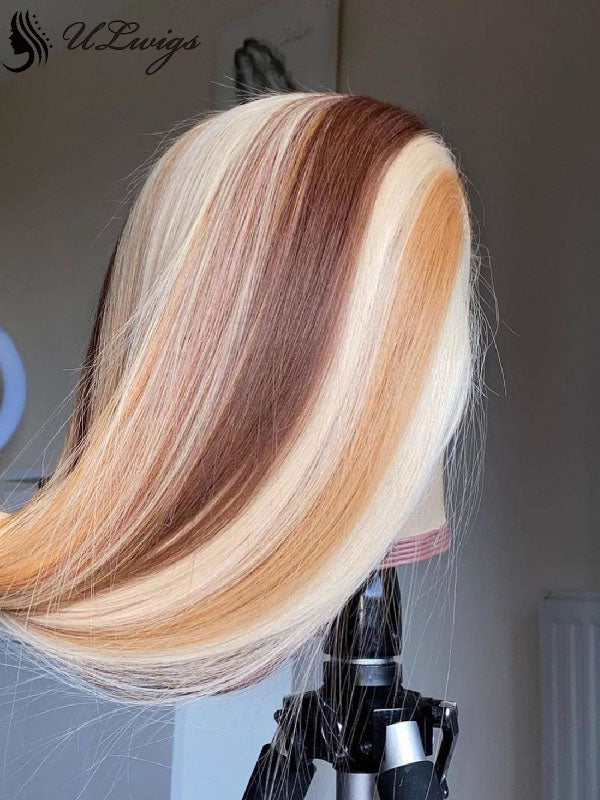 Transparent Lace Blonde Highlight Color Straight 13*4 Lace Front Wig